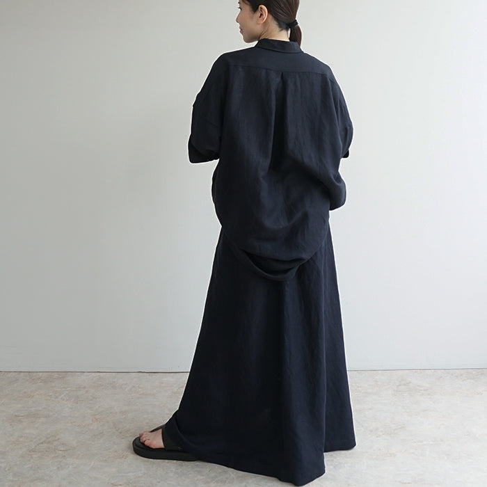 麻混オーバーロングシャツ