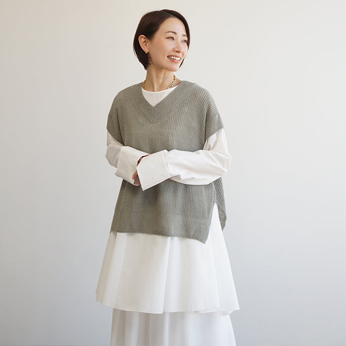 麻ざっくりVベスト