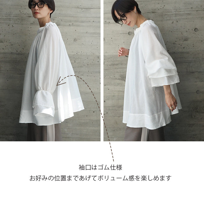 パフスリーブギャザーブラウス