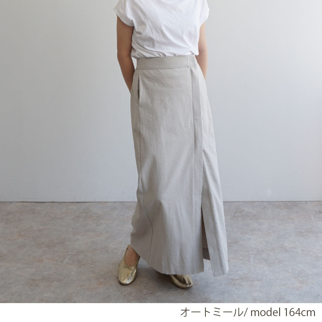 リネン混ファスナー開きマキシスカート