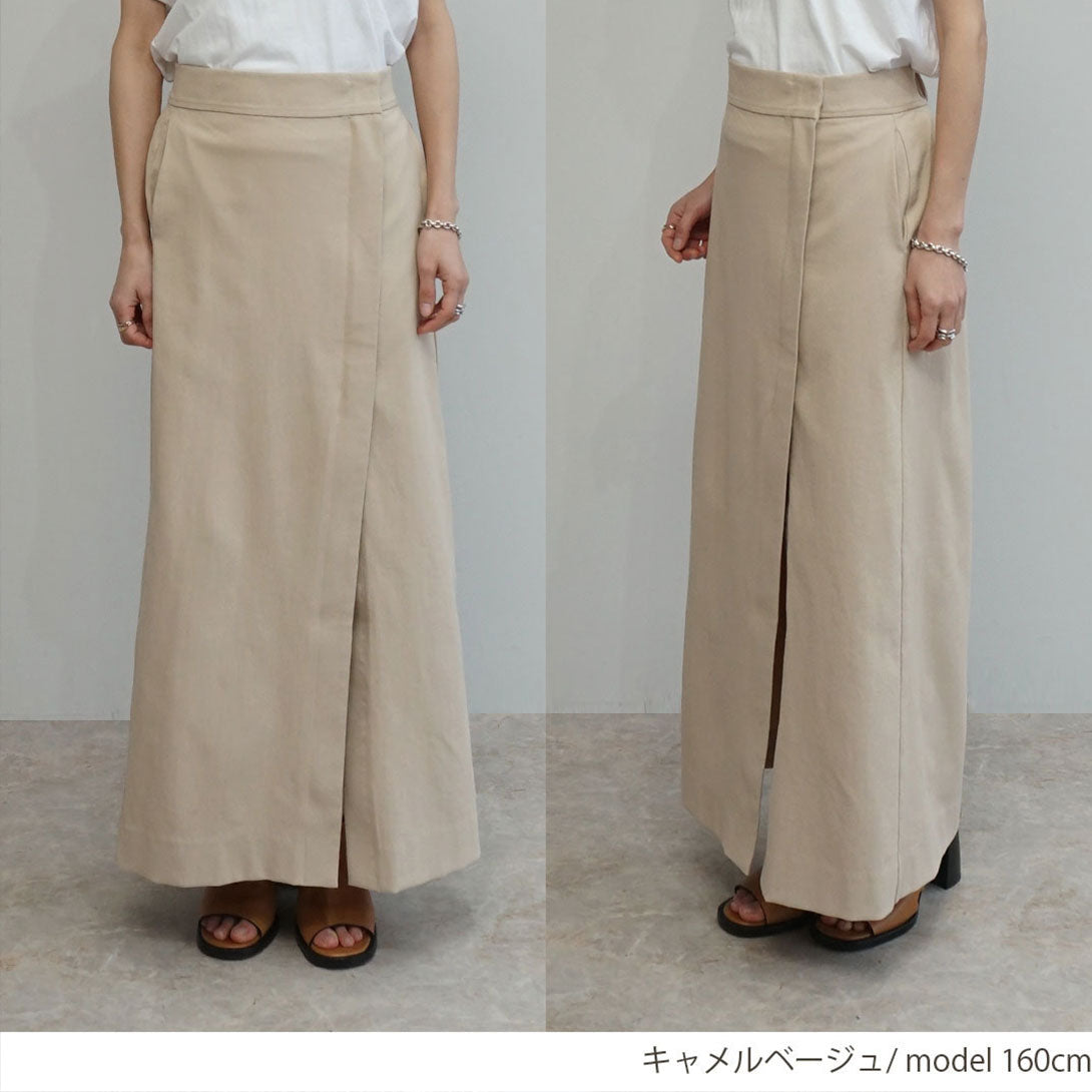 リネン混ファスナー開きマキシスカート