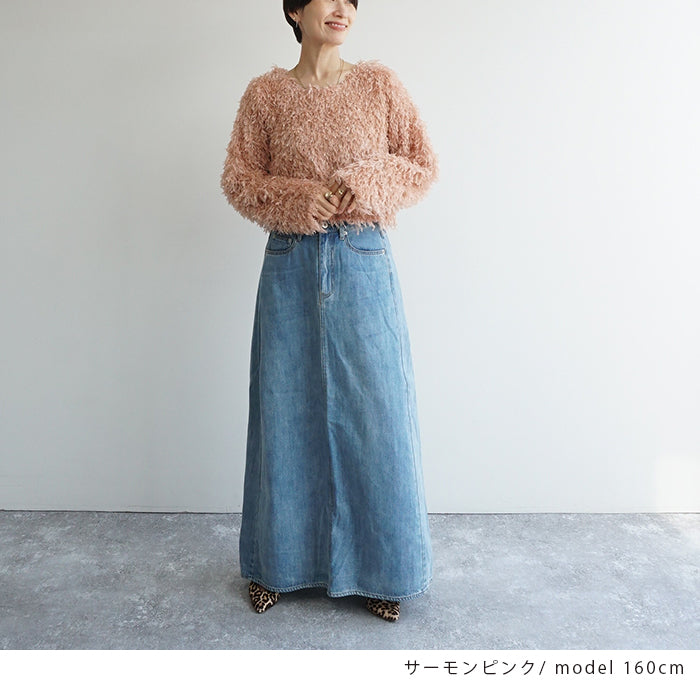 フェザーヤーンショート丈プルオーバー
