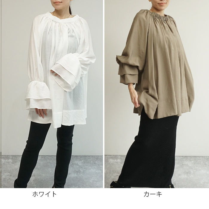 パフスリーブギャザーブラウス