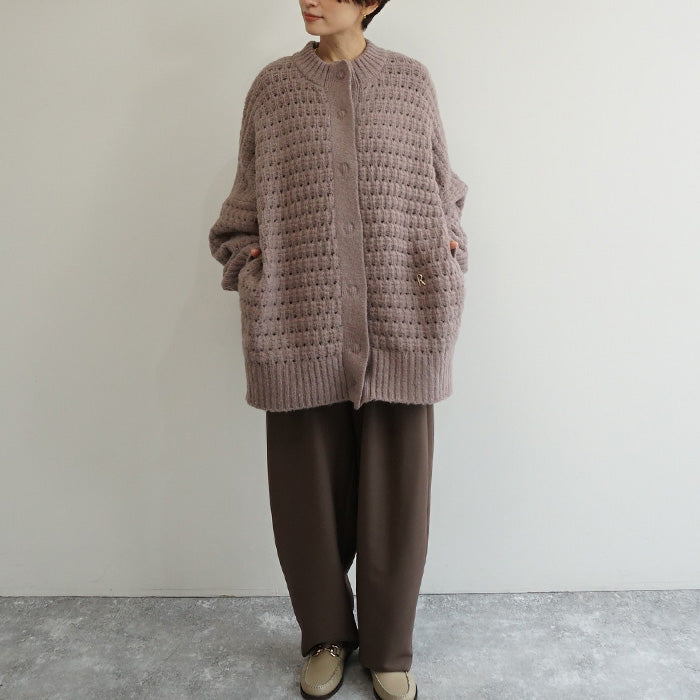 地柄ニットコート