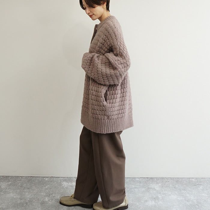 地柄ニットコート